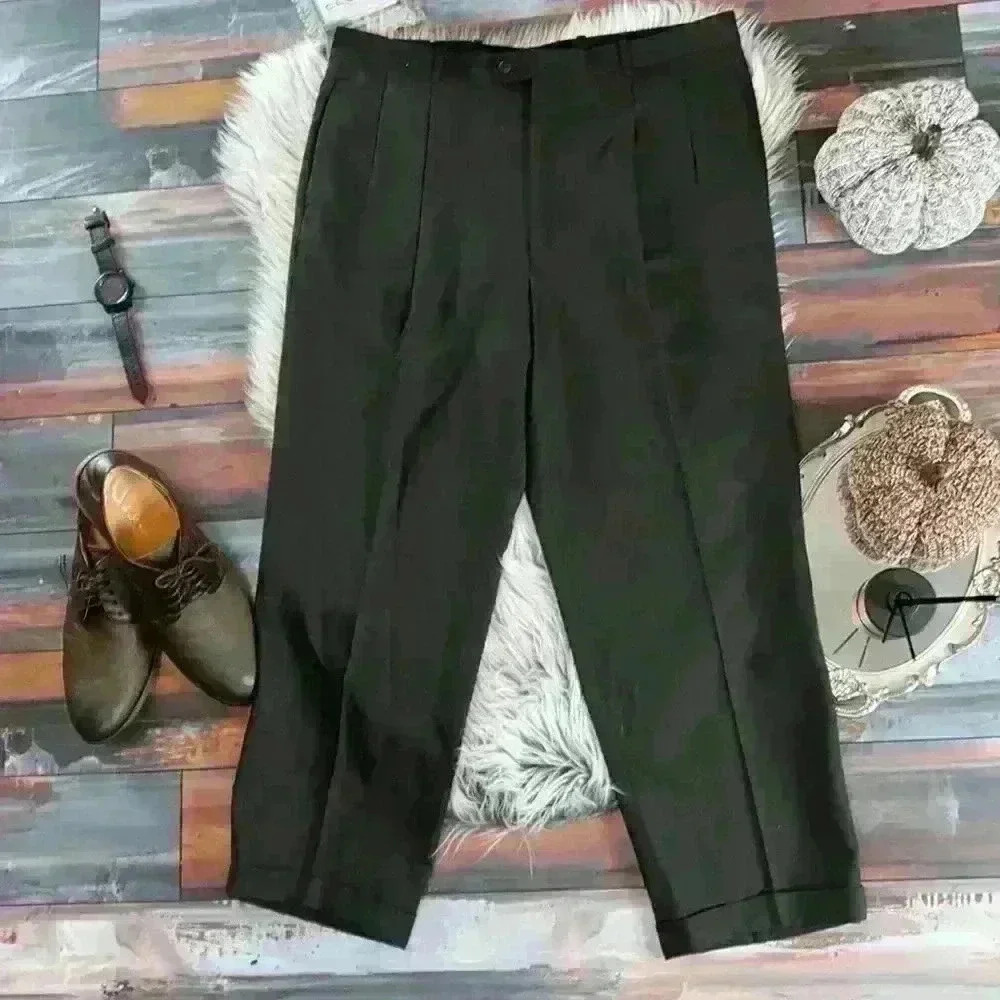 Woolmark 100% Pure Wool Brown Dress Pants | Men’s Tailored Trousers